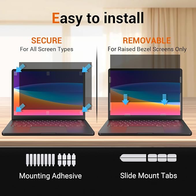 Removable Laptop Privacy Screen 14 Inch 16:10 Anti Glare Blue Light, Laptop Screen Protector 14 Privacy Shield Compatible with Dell Lenovo Thinkpad Hp Elitebook Asus Acer Thinkpad