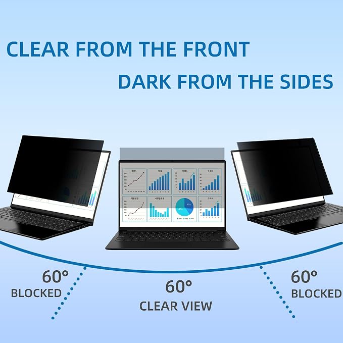 ROVIKE Computer Screen Filter, 14 Inch 16:9 Laptop Privacy Filter, Aspect Ratio, Removable, Anti-Glare Eye Protection, Protect screen