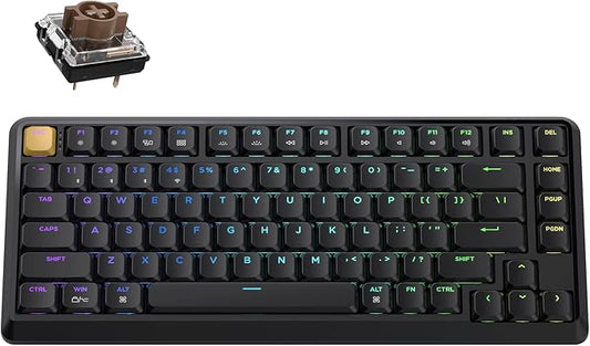 Keychron KJ1 Low Profile Wireless Mechanical Keyboard, 2.4 GHz Bluetooth QMK 75% Layout RGB, Hot-swappable Brown Switch Compatible with Mac Windows Linux, 2000mAh Fast Charge for Gaming - Black