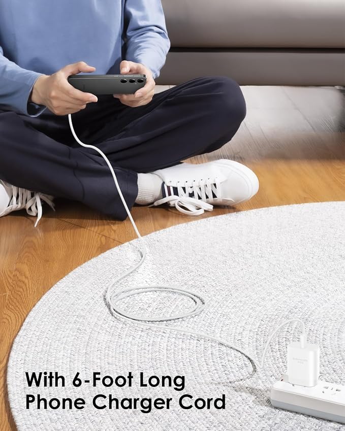 AISNI USB C Charger, 2 Pack 25W Type C Charger Fast Charging with USBC Chargers Cable 6 FT Android Phone Charge for Galaxy S25/ /S24/S23+/S22/S21/S20/Phone 17 16 15 Pro Max 16 15 Plus-White