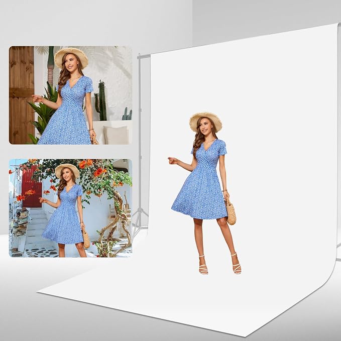 White Backdrop for Photoshoot 10x8.5ft (WxH), White Backdrop Curtain Backdrop for Photography Polyester Collapsible Background Screen for Portrait, Product Video, Pet, Photo Studio