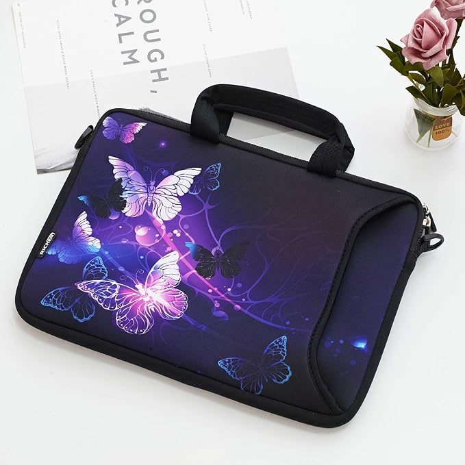 RICHEN 17 inch Laptop Shoulder Bag Carrying Case Computer PC Cover Pouch with Handle Fits 15.6/16/17/17.3/17.4 inch Laptop Notebook (16-17.3 inch, Butterflies)