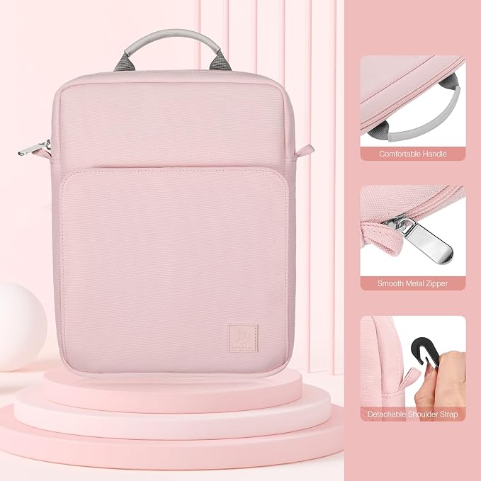 Dadanism 9-11 Inch Tablet Sleeve Bag Carrying Case with Shoulder Strap for iPad (A16) 11", iPad 10th Gen 10.9", iPad Air M4/Pro M5 11", iPad 9/8/7th 10.2", Galaxy Tab A11+ Plus 11", Pink