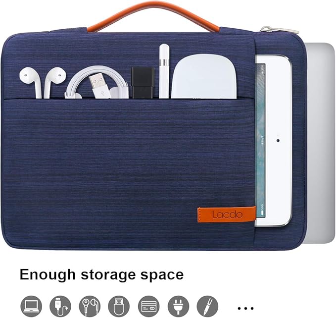 Lacdo 360° Protective Laptop Sleeve Case for 16 inch MacBook Pro M5 Pro/Max A3428 A3429 (2026), M4/M3/M2/M1 A3403 A3186 A2991 A2780 A2485 A2141, 15 inch Surface Laptop 7/6/5/4/3 Computer Bag, Blue