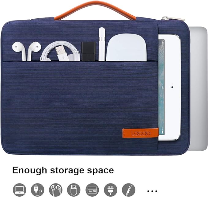Lacdo 360° Protective Laptop Sleeve Case for 14 inch MacBook Pro M5 Pro/Max A3426 A3427 (2026), M5/M4/M3/M2/M1 A3434 A3112 A3401 A3185 A2918 A2992 | 13.8 inch Surface Laptop 7th Computer Bag, Blue