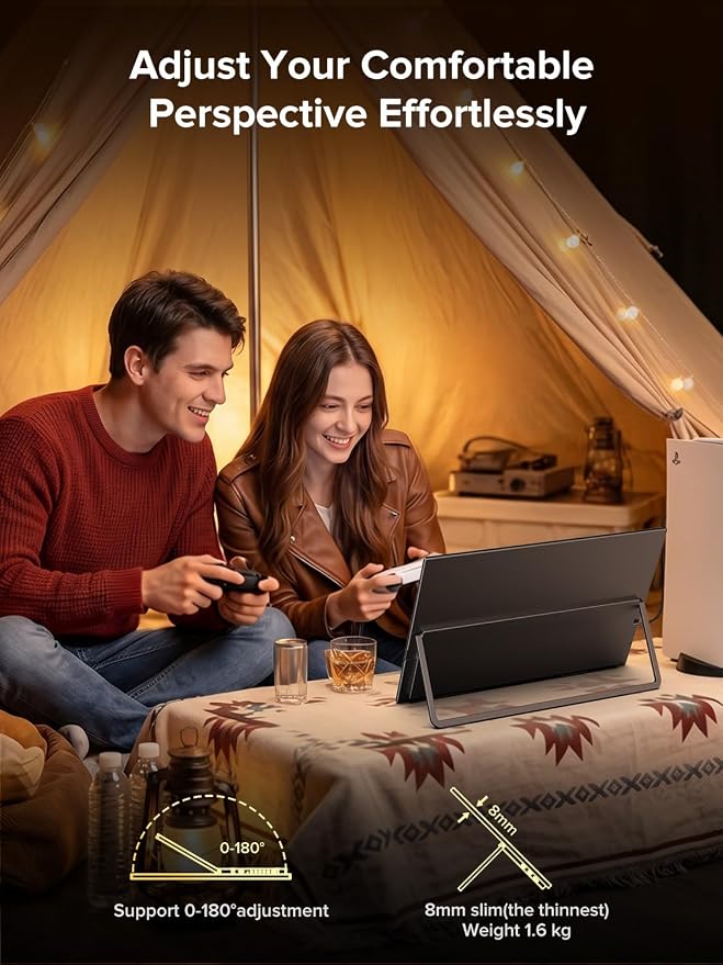 UPERFECT QLED 24" 144Hz Portable Monitor 1080P 145% sRGB 450Nits w/Stand & VESA, HDMI USB-C FHD Travel Monitor for Laptop/Gaming Devices/Phone/Mini PC, External Second Screen for Gaming & Work