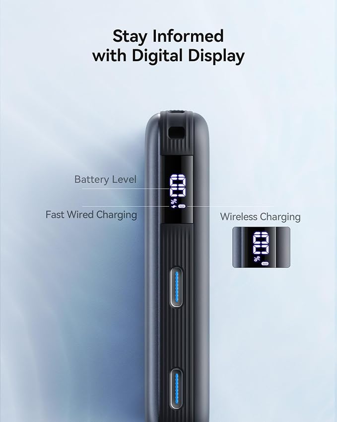 INIU Slimmest Power Bank for MagSafe, 10000mAh Qi2.2 Certified 25W Wireless & 45W Wired USB C Fast Charging Portable Charger, Flight-Safe Travel Phone Magnetic Battery Pack for iPhone 17-12 Series