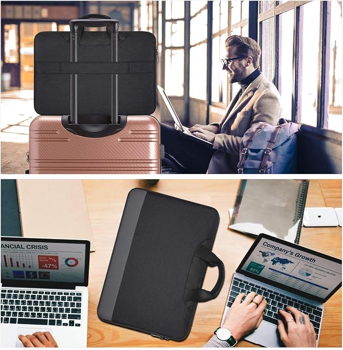 15.6 Inch Laptop Sleeve Bag, Men Women TSA Case for Macbook Pro 16 M5 M4 M3 M2 M1, Lenovo Ideapad 15.6, HP Envy/Victus 15.6, Acer Aspire/Nitro 5 15.6, Dell 15 16, ASUS Chromebook 15 16 Case, Black