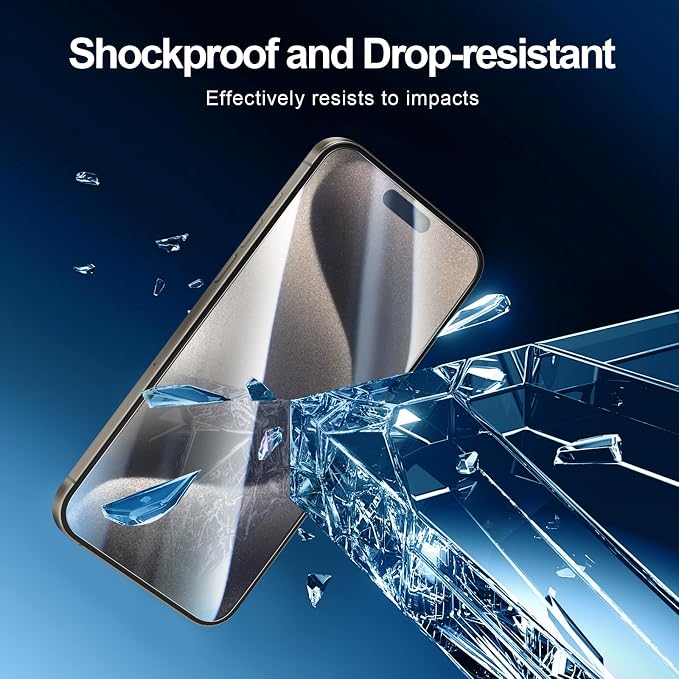 NEW'C 3x for iPhone 15 Pro Max Screen Protector (6.7 inches)+ 3x Camera Lens Protector, Sensor Protection, Case Friendly Tempered Glass Film + Dust Plug- Easy installation tool include