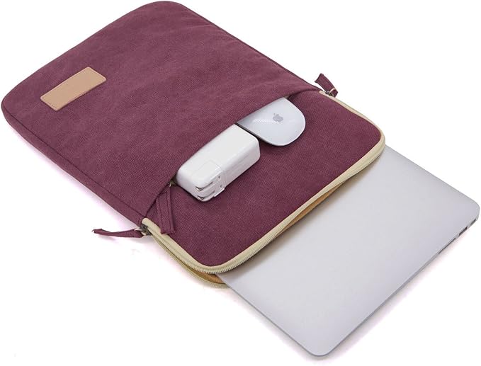 Kinmac 360° Protective Vertical Laptop Sleeve Case Cover Bag with Pocket for MacBook Air 13 inch,iPad Pro 13" and 12.5-13.3 inch HP Lenovo Dell ASUS Acer Laptop(Wine Red)
