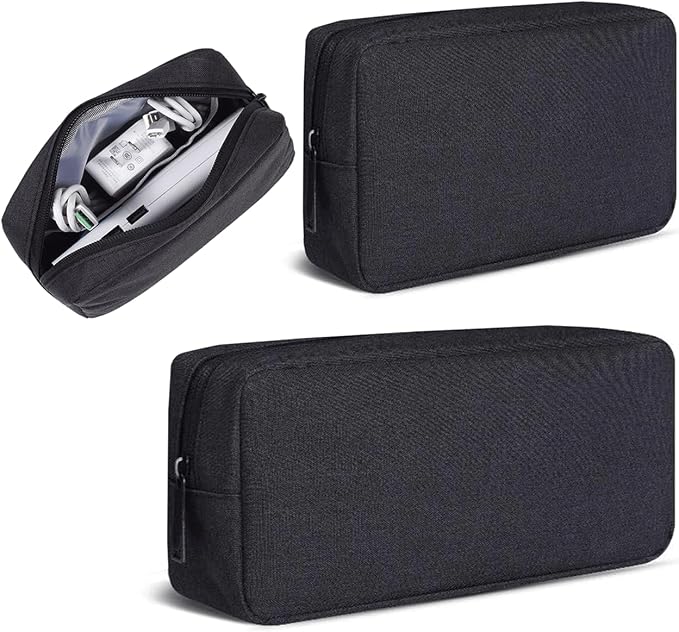 CAAORDKSO Electronics Accessories Case, Electronic Organizer Travel Cable Accessories Bag, Portable Waterproof Storage Bag for Hard Drive,Power Bank,Chargers,Mouse,Various Accessories(Small+Big-Black)