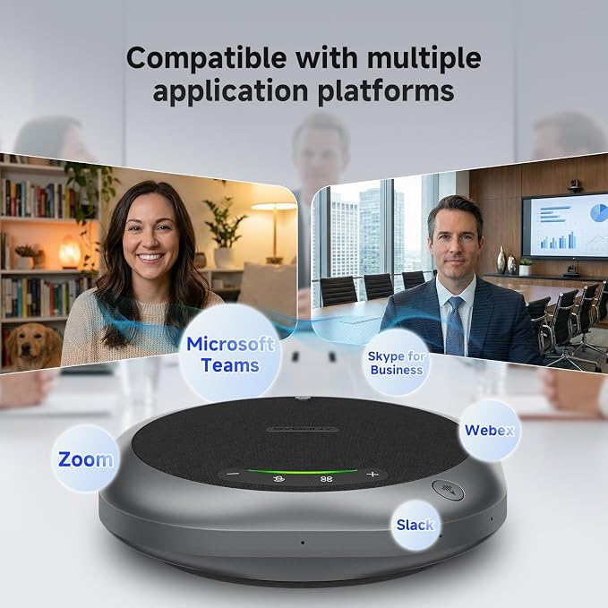 SVBONY Omni2P Conference Microphone,Dual Loudspeaker&2 Pickup Modes for Conference Room, AI Bidirectional Noise Cancellation, Bluetooth 5.3, 6 Mics Supports 20 People Telephone Audio for Zoom Meetings