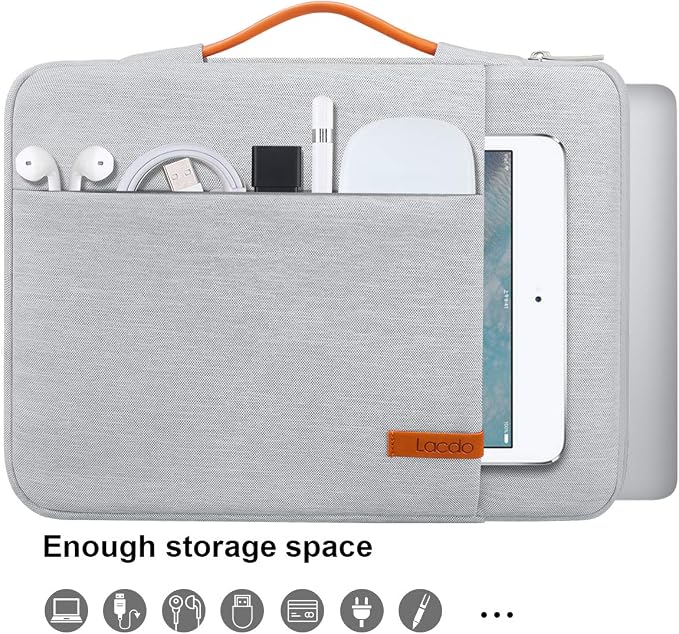 Lacdo 360° Protective Laptop Sleeve Case for 16 inch MacBook Pro M5 Pro/Max A3428 A3429 (2026), M4/M3/M2/M1 A3403 A3186 A2991 A2780 A2485 A2141, 15 inch Surface Laptop 7/6/5/4/3 Computer Bag, Gray
