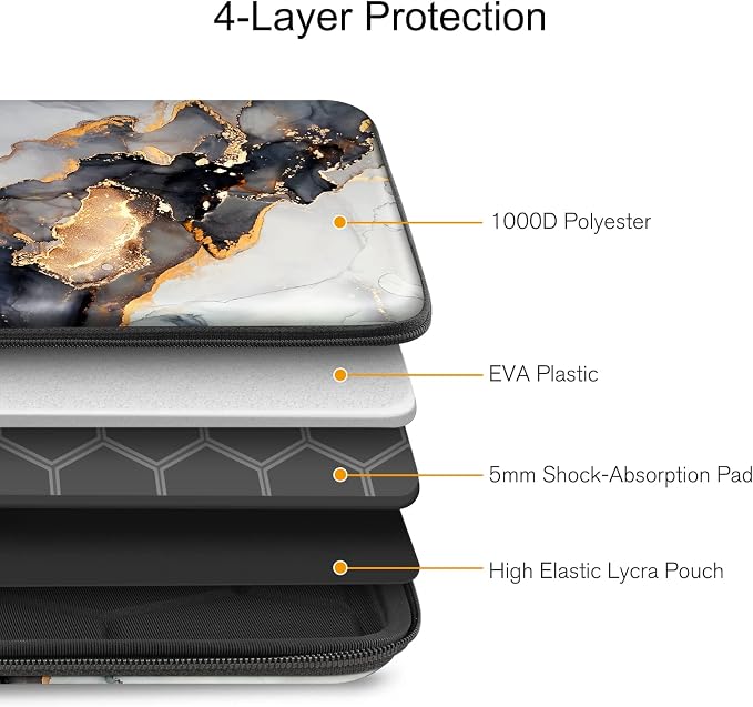 FINPAC Hard Laptop Sleeve Case for MacBook Neo A18 Pro, 13 inch MacBook Air 2026 M5/M4/M3/M2/M1, 14 inch MacBook Pro 2026 M5/M4/M3/M2 Pro/Max, Waterproof Case for Dell, HP, Acer, Cloudy Marble