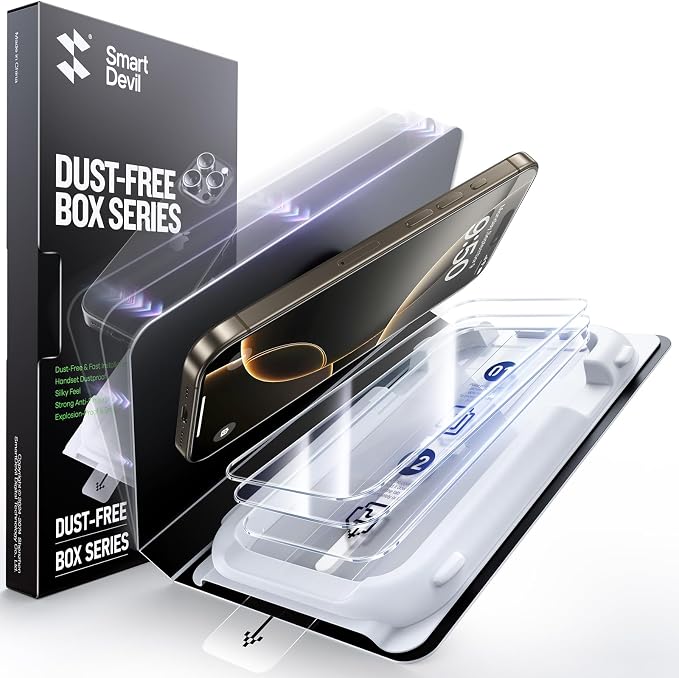 SMARTDEVIL 3 Pack Tempered Glass for iPhone 16 Pro Screen Protector, Military-Grade Shatterproof Protection, 9H Hardness, Fast & Easy Installation, Case Friendly Design