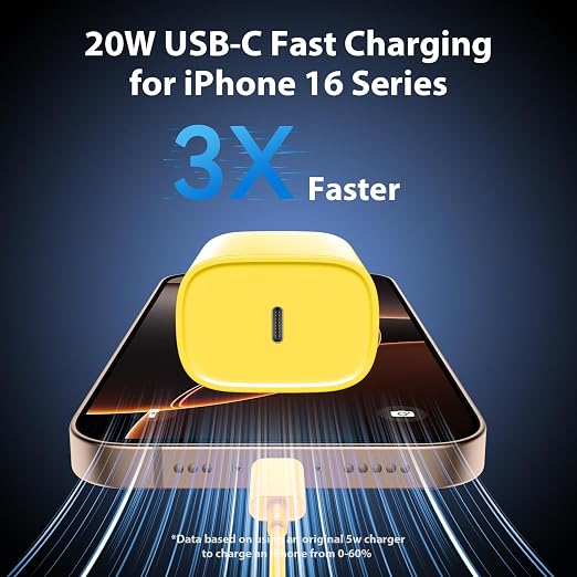 Phone 17 16 15 Charger Fast Charging Type C Chargers USB C Fast Charger Block & Phones 17 Charger Cord 10FT Long USB C Charging Cable for i.Phone 17/17 Pro/17 Pro Max/Air/Phone 16 15 Pro Max,Yellow