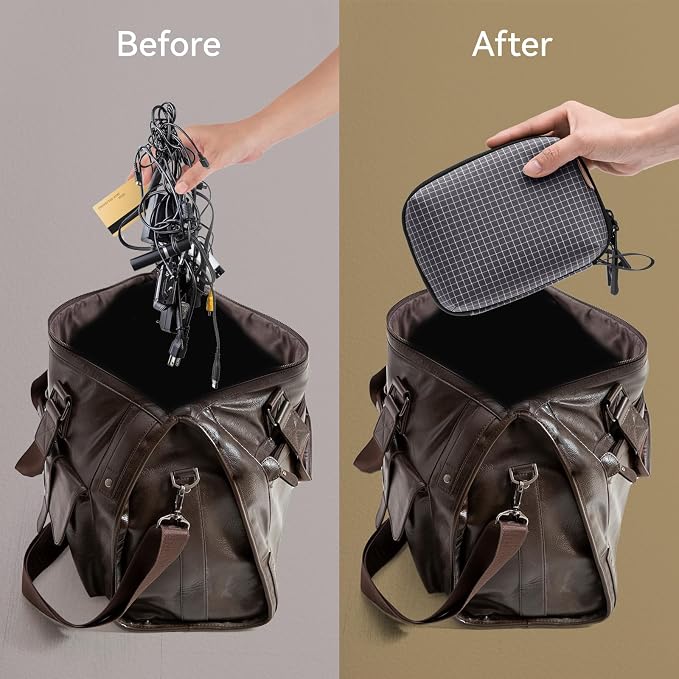 SIMTOP Electronics Organizer Cord Organizer Travel, Small Tech Bag for Cords, Chargers, Power Bank, Earbuds – Portable Cable Pouch for Office, Business Trip, Commute – Water & Scratch-Resistant