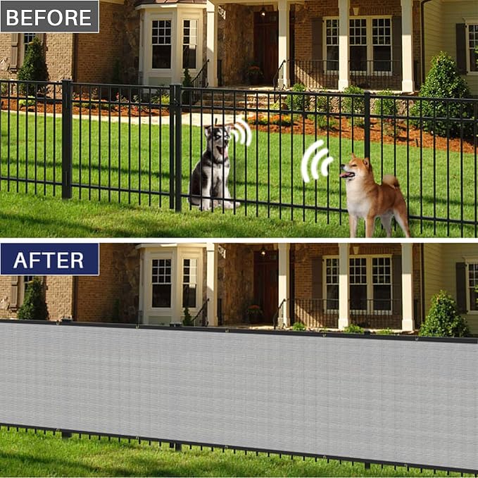 Windscreen4less 4' x 10' Privacy Fence Screen Heavy Duty Windscreen Fencing Mesh Fabric Shade Net Cover with Brass Grommtes for Outdoor Wall Garden Yard Pool Deck Gray