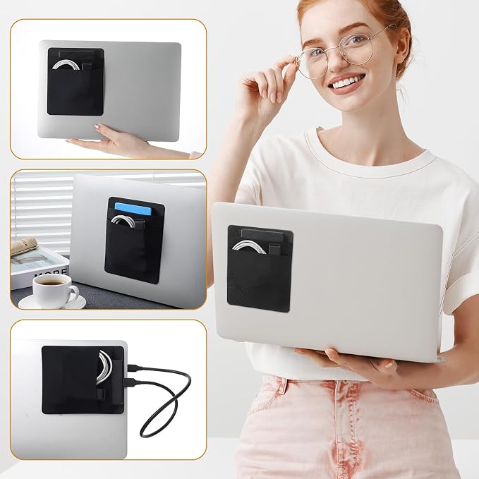 Portable Hard Drive Sleeve for Laptop, 2-Pocket Mouse Holder for Laptop External Hard Drive Sleeve Mouse Pocket for Laptops SSD Holder for Laptops Compatible with External 2.5" HDD