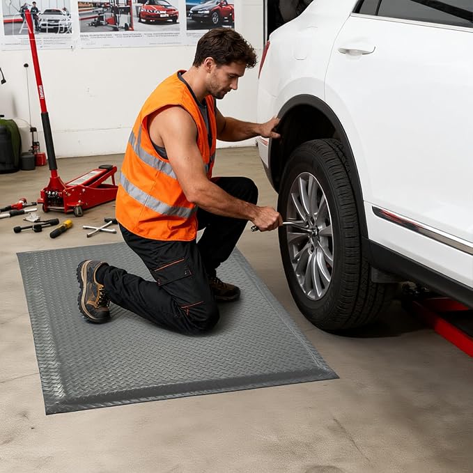 Anti Fatigue Mats Industrial 2' x 5' 15/16" Thick Ergonomic Standing Mat Commercial Kitchen Mat Heavy Duty Diamond Plate Shop Floor Mats Helps Relieve Back and Leg Soreness