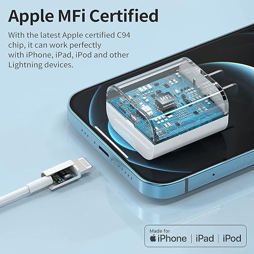 iPhone 14 13 Fast Charger,Fast iPhone Charger [Apple MFi Certified]Lightning Cable 20W Type C Charger USB C Fasting Charging Plug Adapter Compatible with iPhone13/13 Pro Max/12/12 Pro/11/XS/XR/X,iPad