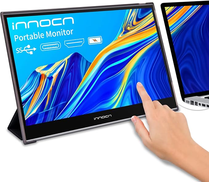 INNOCN Portable Monitor Touchscreen for Laptop 15.6" FHD 1080P HDMI External Display USB C Travel Second Monitor for MacBook Windows Tablets Android Chrome PS4 Switch Mini PC, 1500:1, 100% sRGB