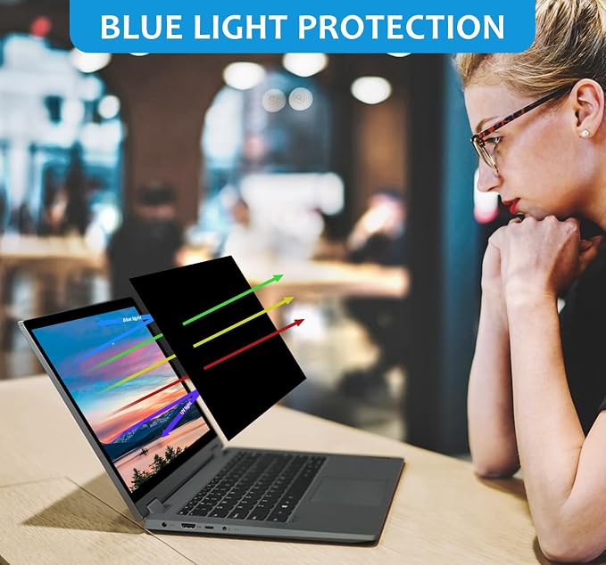 FILMEXT 16 Inch Laptop Privacy Screen Compatible with Lenovo Hp Dell Acer Asus Thinkpad Envy Xps -16:10 Aspect Ratio, Removable computer laptop privacy screen filter anti-blue light Anti Spy Shield