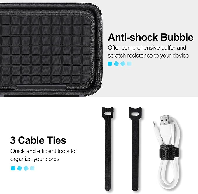 Lacdo Hard Travel Electronic Organizer Case for MacBook Power Adapter Charger, Cables, Cords, Apple Pencil, Mouse, Power Bank, USB Flash Disk, SD Cards EVA Protective Portable Accessories Bag, Black