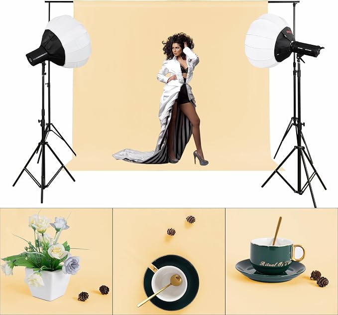 Joccun 8X10FT Champagne Backdrop Background for Photography,Polyester Backdrop Curtain Background Screen for Photography,Photoshoot,Video Recording,Studio(8X10ft,Champagne)