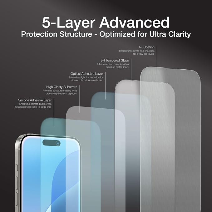 AMAZINGthing for iPhone 16 Plus [Titan - Full Glass] Screen Protector, Ultra Clear, 9H Tempered Glass, Built-in Dust Filter Full Coverage, Case‑Friendly, Oleophobic, Easy Installation, 2 Pack
