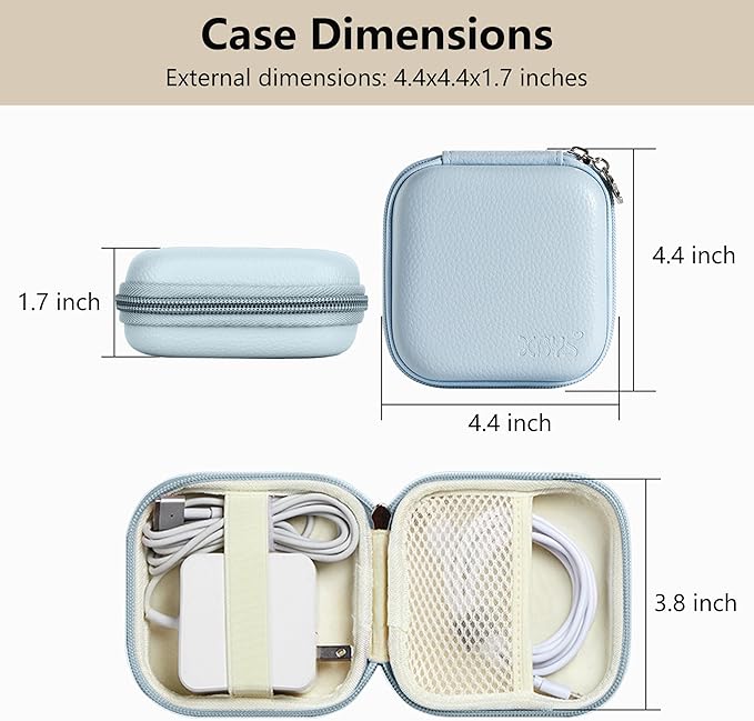 Charger Case for Macbook, Portable Tech Electronic Organizer Bag, Small Travel Storage Pouch for Laptop Accessories, MacBook Power Adapter, Charging Cords, USB Drives, Power Bank (Blue, M)