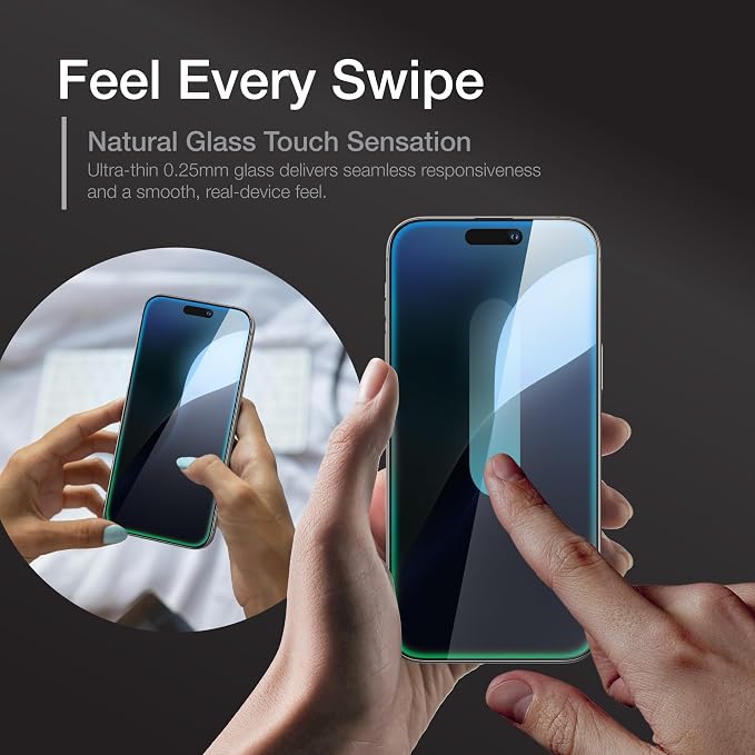 AMAZINGthing for iPhone 16 Pro Max [Titan - Full Glass] Screen Protector, Ultra Clear, 9H Tempered Glass, Built-in Dust Filter Full Coverage, Case‑Friendly, Oleophobic, Easy Installation, 2 Pack