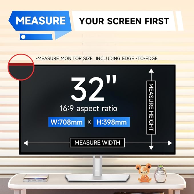 IPROKKO 2 Pack 32 inch Anti-Blue Light Monitor Screen Protector for 16:9 Widescreen, Removable Anti Glare Blue Light Blocking Screen Filter, Anti-UV Eye Protection PC Computer Film [Washable Wipes Clean]