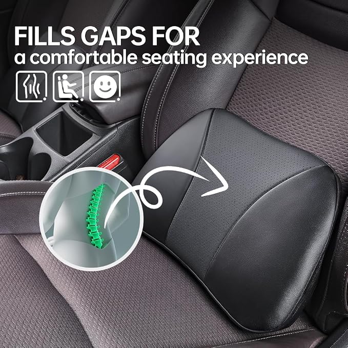 1p Memory Foam Lumbar Support Pillow for car Lower Back Pain Relief - Back Cushion for Driving, Chair Support for Car-Office Chair（Black）