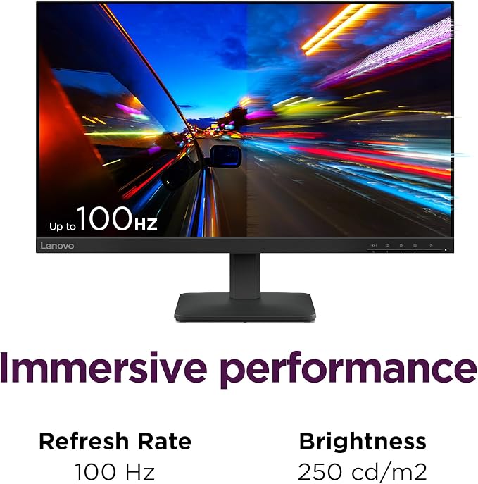 Lenovo L24-4e - Office Monitor - 23.8" FHD IPS Display - 100Hz Refresh Rate - 4 ms MPRT - 99% sRGB - Raven Black - Tilt Stand