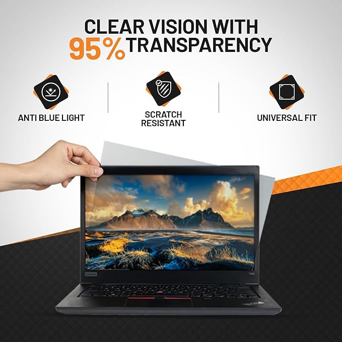 15.6 Inch Laptop Privacy Screen Filter 16:9 | Anti Glare Blue Light Blocking Screen Protector | Removable Privacy Shield for Laptop and Notebook Computer | Adhesive and Hang Tab Installation