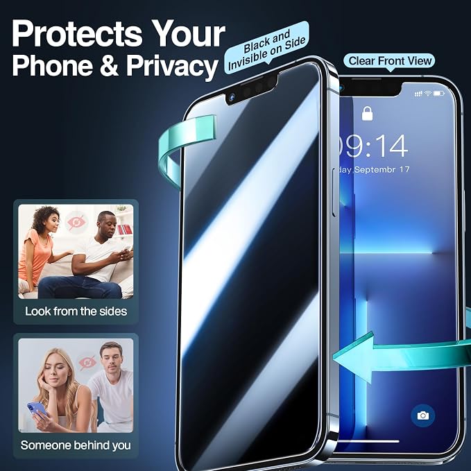 SMARTDEVIL 2 Pack for iPhone 13 Pro Max/iPhone 14 Plus Privacy Screen Protector, Military Grade Shatterproof, 9H Hardness, Anti-Spy Tempered Glass, Fast & Easy Installation, Case Friendly