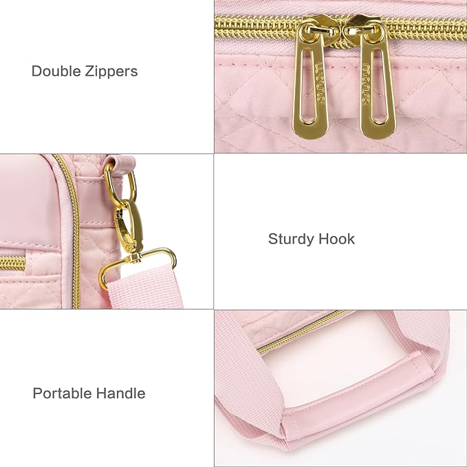 MOSISO 14 inch Laptop Bag, Laptop Briefcase Messenger Compatible with 14 inch HP, Dell, Lenovo, ASUS, Acer, Jumper, Square Quilted Computer Bag Work Office Business with 3 Pockets&Strap, Pink