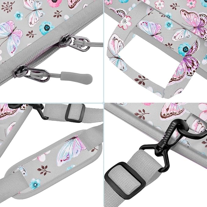 Laptop Shoulder Bag 17.3 inch Case, Durable Shockproof Protective Briefcase with Multi-Pockets Compatible with Most 17-17.3 inch HP Acer Dell Lenovo ASUS MSI Notebooks,Butterfly