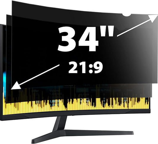 2 Pack 34 Inch Computer Privacy Screen for 21:9 Aspect Ratio Widescreen Monitor, Anti UV Eye Protection Anti Glare Blue Light Screen Protector Monitor Privacy Filter, Removable Film (31 1/4 × 13 3/8)