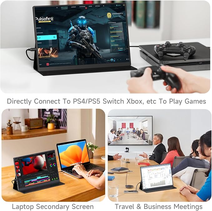AYY 16" 2.5K 120Hz Portable Monitor, 2560x1600 HDR IPS Display, QHD 100% sRGB, USB-C & HDMI, Eye Care External Second Screen, for Laptop/PC/Phone/PS4/5/Xbox/Switch