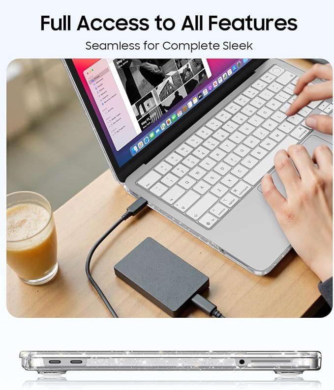 Fintie Compatible with MacBook Neo 13 Inch Case 2026 Model A3404 with A18 Pro Chip, Ultra-Thin Scratch Resistant Protective Hard Shell Cover with Keyboard Skin & Screen Protector (Glitter Clear)