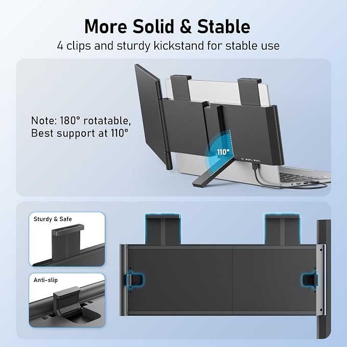 Laptop Screen Extender, 14" FHD 1080P IPS Laptop Monitor Extender with USB C/HDMI Port, Plug and Play Screen Portable Extended Monitor for 14"-15.6" Laptops