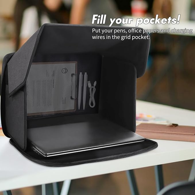 Laptop Sun Shade,Laptop Sun Glare Shield Privacy Screen Hood Computer Sunshade Bag for Working Outside Outdoor Foldable Computer Shield Cover Outside 12-14''(Patent Pending)