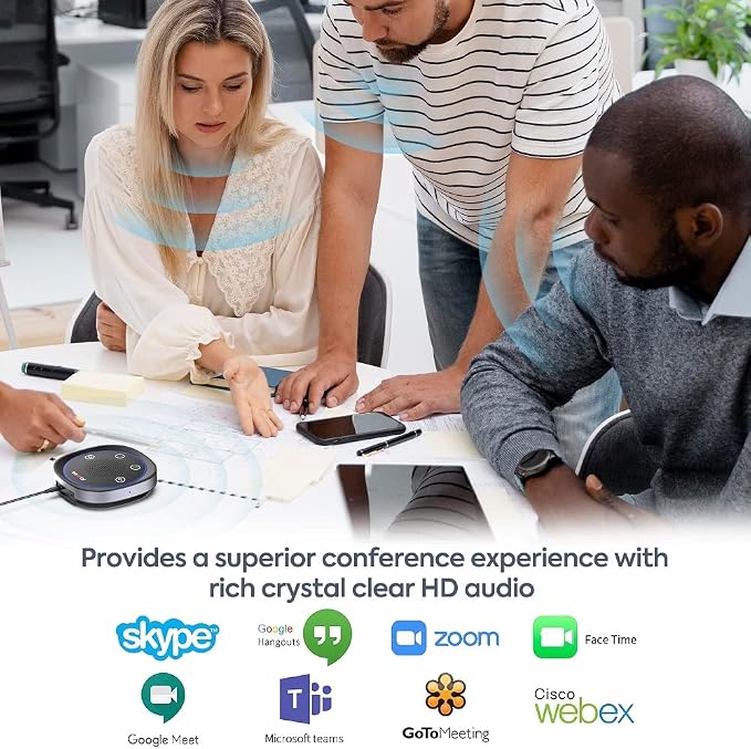 USB Speakerphone, Omnidirectional Computer Speaker with Microphone,Plug and Plays Portable Speaker with Microphone for Holding Meetings Anywhere with Immersive Sound