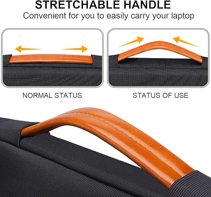 Lacdo 360° Protective Laptop Sleeve Case for 16 inch MacBook Pro M5 Pro/Max A3428 A3429 (2026), M4/M3/M2/M1 A3403 A3186 A2991 A2780 A2485 A2141, 15 inch Surface Laptop 7/6/5/4/3 Computer Bag, Black