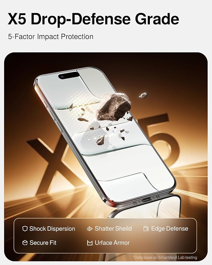 SMARTDEVIL 2 Pack Tempered Glass for iPhone Air Screen Protector, Military-Grade Shatterproof Protection, 9H Hardness, Fast & Easy Installation, Case Friendly Design