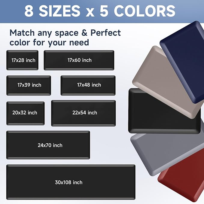 4/5 Inch Thick Kitchen Mats for Floor, StepRite Kitchen Rug for Standing Desk, Non-Slip, Thicker, Stain & Water Resistant, Comfort Anti Fatigue Floor Mat for Home, Kitchen, Office - Black, 32 * 20''