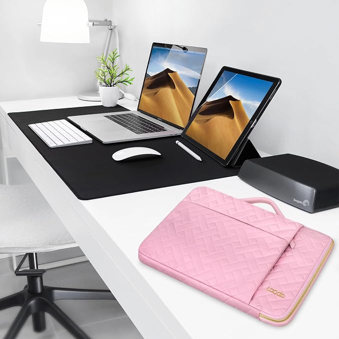 Lacdo 360° Protective Laptop Sleeve Case for 15 inch New MacBook Air M5/A3448 (2026), M4 A3241 2025, M3 A3114, M2 A2941 2024-2023, 15 inch MacBook Pro A1990 A1707 Computer Bag Sleeve, Sakura Pink