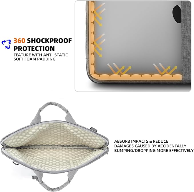 KINGSLONG 15.6 inch Laptop Shoulder Bag, Slim Shockproof Computer Sleeve Notebook Ultrabooks Carrying Case Handbag Cover Fit for Acer Asus Dell Lenovo HP Toshiba, Gray